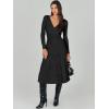 imageANRABESS Womens Wrap Midi Sweater Dresses Long Sleeve V Neck Bodycon High Waist Ribbed Knit Pleated ALine Dress 2024 TrendyBlack