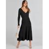 imageANRABESS Womens Wrap Midi Sweater Dresses Long Sleeve V Neck Bodycon High Waist Ribbed Knit Pleated ALine Dress 2024 TrendyBlack
