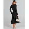imageANRABESS Womens Wrap Midi Sweater Dresses Long Sleeve V Neck Bodycon High Waist Ribbed Knit Pleated ALine Dress 2024 TrendyBlack