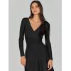 imageANRABESS Womens Wrap Midi Sweater Dresses Long Sleeve V Neck Bodycon High Waist Ribbed Knit Pleated ALine Dress 2024 TrendyBlack