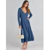 imageANRABESS Womens Wrap Midi Sweater Dresses Long Sleeve V Neck Bodycon High Waist Ribbed Knit Pleated ALine Dress 2024 TrendyBlue