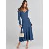 imageANRABESS Womens Wrap Midi Sweater Dresses Long Sleeve V Neck Bodycon High Waist Ribbed Knit Pleated ALine Dress 2024 TrendyBlue