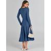 imageANRABESS Womens Wrap Midi Sweater Dresses Long Sleeve V Neck Bodycon High Waist Ribbed Knit Pleated ALine Dress 2024 TrendyBlue