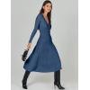 imageANRABESS Womens Wrap Midi Sweater Dresses Long Sleeve V Neck Bodycon High Waist Ribbed Knit Pleated ALine Dress 2024 TrendyBlue