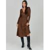 imageANRABESS Womens Wrap Midi Sweater Dresses Long Sleeve V Neck Bodycon High Waist Ribbed Knit Pleated ALine Dress 2024 TrendyBrown