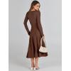 imageANRABESS Womens Wrap Midi Sweater Dresses Long Sleeve V Neck Bodycon High Waist Ribbed Knit Pleated ALine Dress 2024 TrendyBrown