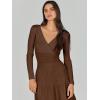 imageANRABESS Womens Wrap Midi Sweater Dresses Long Sleeve V Neck Bodycon High Waist Ribbed Knit Pleated ALine Dress 2024 TrendyBrown