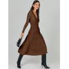imageANRABESS Womens Wrap Midi Sweater Dresses Long Sleeve V Neck Bodycon High Waist Ribbed Knit Pleated ALine Dress 2024 TrendyBrown