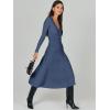 imageANRABESS Womens Wrap Midi Sweater Dresses Long Sleeve V Neck Bodycon High Waist Ribbed Knit Pleated ALine Dress 2024 TrendyDeep Blue
