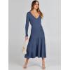 imageANRABESS Womens Wrap Midi Sweater Dresses Long Sleeve V Neck Bodycon High Waist Ribbed Knit Pleated ALine Dress 2024 TrendyDeep Blue