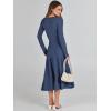 imageANRABESS Womens Wrap Midi Sweater Dresses Long Sleeve V Neck Bodycon High Waist Ribbed Knit Pleated ALine Dress 2024 TrendyDeep Blue