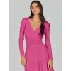 imageANRABESS Womens Wrap Midi Sweater Dresses Long Sleeve V Neck Bodycon High Waist Ribbed Knit Pleated ALine Dress 2024 TrendyHot Pink