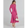 imageANRABESS Womens Wrap Midi Sweater Dresses Long Sleeve V Neck Bodycon High Waist Ribbed Knit Pleated ALine Dress 2024 TrendyHot Pink