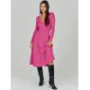 imageANRABESS Womens Wrap Midi Sweater Dresses Long Sleeve V Neck Bodycon High Waist Ribbed Knit Pleated ALine Dress 2024 TrendyHot Pink