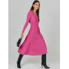 imageANRABESS Womens Wrap Midi Sweater Dresses Long Sleeve V Neck Bodycon High Waist Ribbed Knit Pleated ALine Dress 2024 TrendyHot Pink