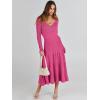 imageANRABESS Womens Wrap Midi Sweater Dresses Long Sleeve V Neck Bodycon High Waist Ribbed Knit Pleated ALine Dress 2024 TrendyHot Pink