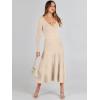 imageANRABESS Womens Wrap Midi Sweater Dresses Long Sleeve V Neck Bodycon High Waist Ribbed Knit Pleated ALine Dress 2024 TrendyKhaki