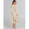 imageANRABESS Womens Wrap Midi Sweater Dresses Long Sleeve V Neck Bodycon High Waist Ribbed Knit Pleated ALine Dress 2024 TrendyKhaki