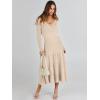 imageANRABESS Womens Wrap Midi Sweater Dresses Long Sleeve V Neck Bodycon High Waist Ribbed Knit Pleated ALine Dress 2024 TrendyKhaki