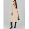 imageANRABESS Womens Wrap Midi Sweater Dresses Long Sleeve V Neck Bodycon High Waist Ribbed Knit Pleated ALine Dress 2024 TrendyKhaki