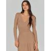 imageANRABESS Womens Wrap Midi Sweater Dresses Long Sleeve V Neck Bodycon High Waist Ribbed Knit Pleated ALine Dress 2024 TrendyLight Camel