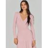 imageANRABESS Womens Wrap Midi Sweater Dresses Long Sleeve V Neck Bodycon High Waist Ribbed Knit Pleated ALine Dress 2024 TrendyLight Pink