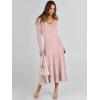 imageANRABESS Womens Wrap Midi Sweater Dresses Long Sleeve V Neck Bodycon High Waist Ribbed Knit Pleated ALine Dress 2024 TrendyLight Pink