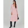 imageANRABESS Womens Wrap Midi Sweater Dresses Long Sleeve V Neck Bodycon High Waist Ribbed Knit Pleated ALine Dress 2024 TrendyLight Pink
