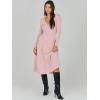 imageANRABESS Womens Wrap Midi Sweater Dresses Long Sleeve V Neck Bodycon High Waist Ribbed Knit Pleated ALine Dress 2024 TrendyLight Pink