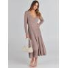 imageANRABESS Womens Wrap Midi Sweater Dresses Long Sleeve V Neck Bodycon High Waist Ribbed Knit Pleated ALine Dress 2024 TrendyPink Almond