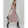 imageANRABESS Womens Wrap Midi Sweater Dresses Long Sleeve V Neck Bodycon High Waist Ribbed Knit Pleated ALine Dress 2024 TrendyPink Almond