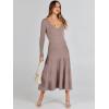 imageANRABESS Womens Wrap Midi Sweater Dresses Long Sleeve V Neck Bodycon High Waist Ribbed Knit Pleated ALine Dress 2024 TrendyPink Almond