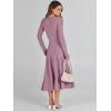 imageANRABESS Womens Wrap Midi Sweater Dresses Long Sleeve V Neck Bodycon High Waist Ribbed Knit Pleated ALine Dress 2024 TrendyPurple