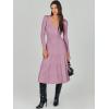 imageANRABESS Womens Wrap Midi Sweater Dresses Long Sleeve V Neck Bodycon High Waist Ribbed Knit Pleated ALine Dress 2024 TrendyPurple