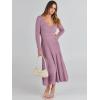imageANRABESS Womens Wrap Midi Sweater Dresses Long Sleeve V Neck Bodycon High Waist Ribbed Knit Pleated ALine Dress 2024 TrendyPurple