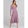 imageANRABESS Womens Wrap Midi Sweater Dresses Long Sleeve V Neck Bodycon High Waist Ribbed Knit Pleated ALine Dress 2024 TrendyPurple