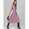 imageANRABESS Womens Wrap Midi Sweater Dresses Long Sleeve V Neck Bodycon High Waist Ribbed Knit Pleated ALine Dress 2024 TrendyPurple
