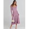 imageANRABESS Womens Wrap Midi Sweater Dresses Long Sleeve V Neck Bodycon High Waist Ribbed Knit Pleated ALine Dress 2024 TrendyPurple