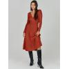 imageANRABESS Womens Wrap Midi Sweater Dresses Long Sleeve V Neck Bodycon High Waist Ribbed Knit Pleated ALine Dress 2024 TrendyRust Red