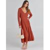 imageANRABESS Womens Wrap Midi Sweater Dresses Long Sleeve V Neck Bodycon High Waist Ribbed Knit Pleated ALine Dress 2024 TrendyRust Red