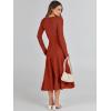 imageANRABESS Womens Wrap Midi Sweater Dresses Long Sleeve V Neck Bodycon High Waist Ribbed Knit Pleated ALine Dress 2024 TrendyRust Red