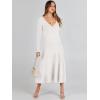 imageANRABESS Womens Wrap Midi Sweater Dresses Long Sleeve V Neck Bodycon High Waist Ribbed Knit Pleated ALine Dress 2024 TrendyWhite