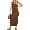 imageANRABESS Womens 2 Piece Outfits Summer Sweater Skirt Sets Casual Sleeveless V Neck Ribbed Vest Knit Tops Midi DressBrown