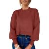 imageANRABESS Womens Oversized Crewneck Cropped Sweaters Long Batwing Sleeve Side Slit Ribbed Knit Pullover Tops 2024 Fall TrendyRust