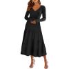 imageANRABESS Womens Wrap Midi Sweater Dresses Long Sleeve V Neck Bodycon High Waist Ribbed Knit Pleated ALine Dress 2024 TrendyBlack