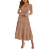 imageANRABESS Womens Wrap Midi Sweater Dresses Long Sleeve V Neck Bodycon High Waist Ribbed Knit Pleated ALine Dress 2024 TrendyLight Camel