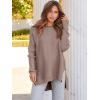 imageANRABESS Women 2024 Casual Oversized Long Batwing Sleeve Crewneck Spilt High Low Knit Tunic Pullover Sweater Trendy OutfitsAlmond