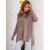 imageANRABESS Women 2024 Casual Oversized Long Batwing Sleeve Crewneck Spilt High Low Knit Tunic Pullover Sweater Trendy OutfitsAlmond