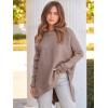 imageANRABESS Women 2024 Casual Oversized Long Batwing Sleeve Crewneck Spilt High Low Knit Tunic Pullover Sweater Trendy OutfitsAlmond