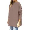 imageANRABESS Women 2024 Casual Oversized Long Batwing Sleeve Crewneck Spilt High Low Knit Tunic Pullover Sweater Trendy OutfitsAlmond